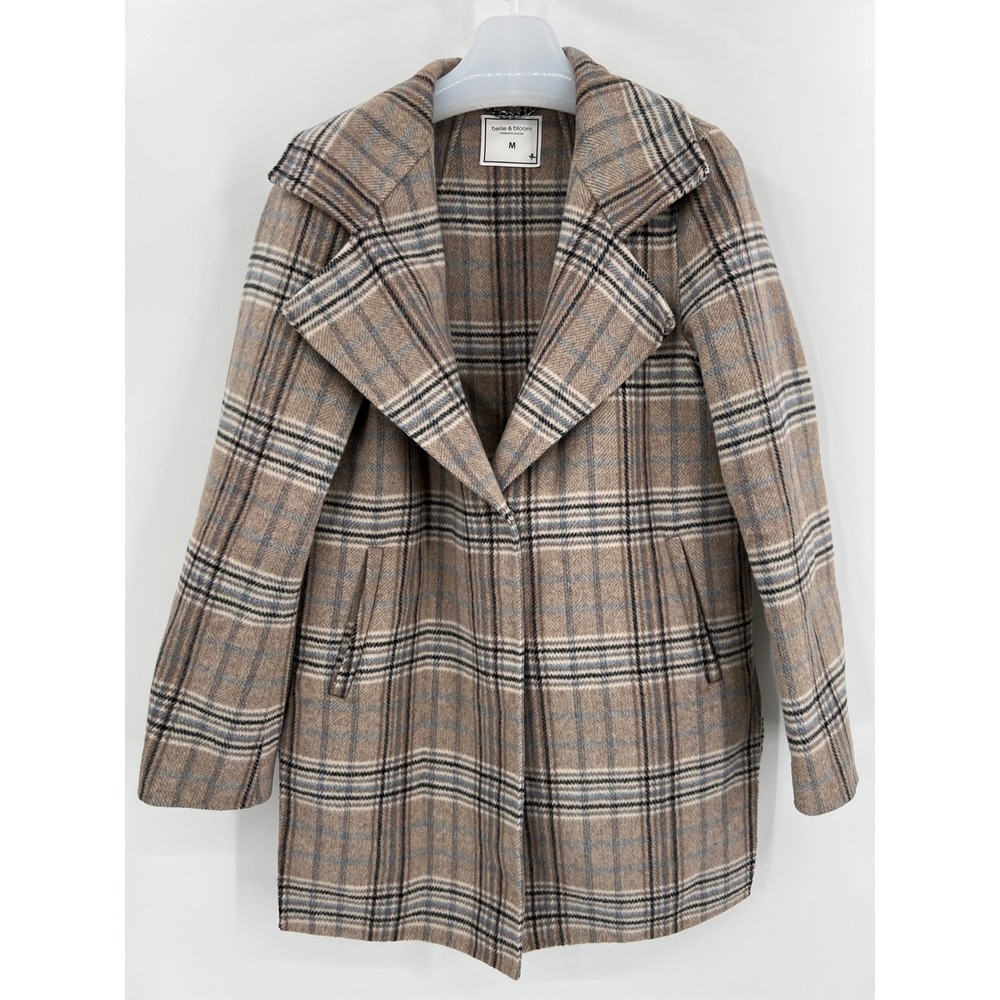 Belle & Bloom Ex-Boyfriend Wool Blend Oversized Jacket Oat Plaid Size M Academia - Picture 2 of 10